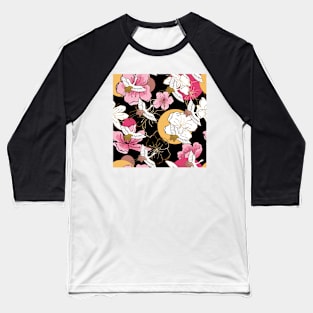 Crane flower pattern Baseball T-Shirt